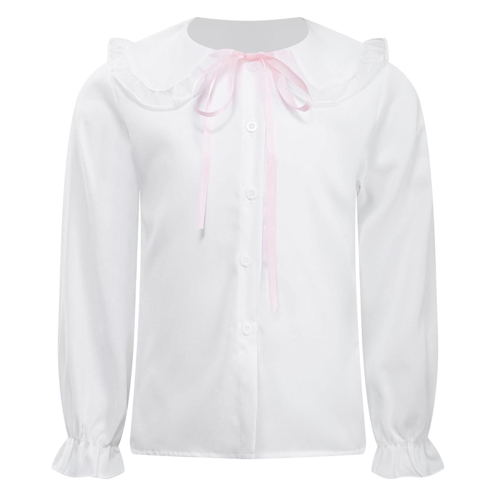 Nyeemya Camisa para Niñas Blusa Manga Larga Camisa de Trabajo con Tapeta de Botones Moda Infantil Estilo Casual y de Vestir