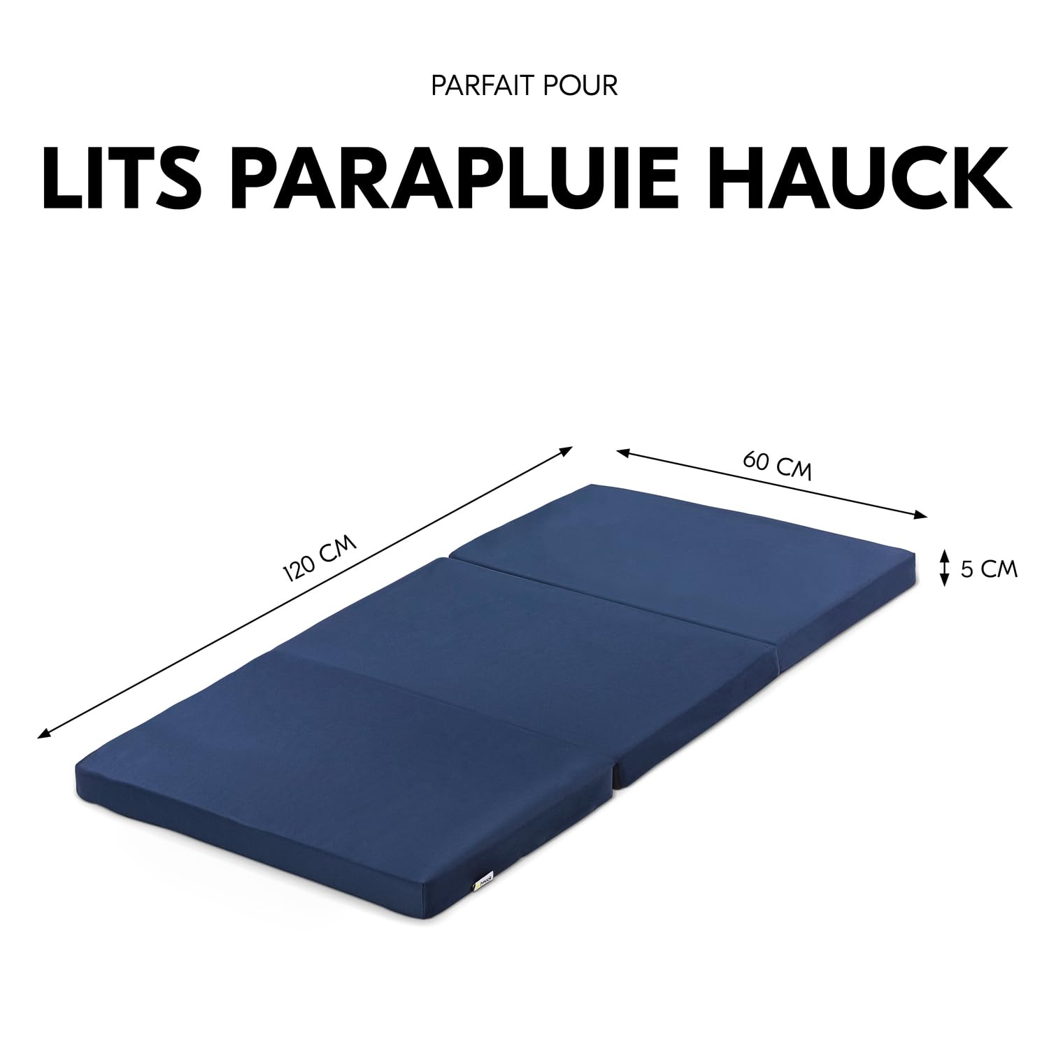hauck Matelas Lit Parapluie Bébé 120x60x5 cm Sleeper – Compatible Dream N Play Plus, Sleep N Play Go Plus, Play N Relax Center – Compact, Sac de Transport, Bleu Navy
