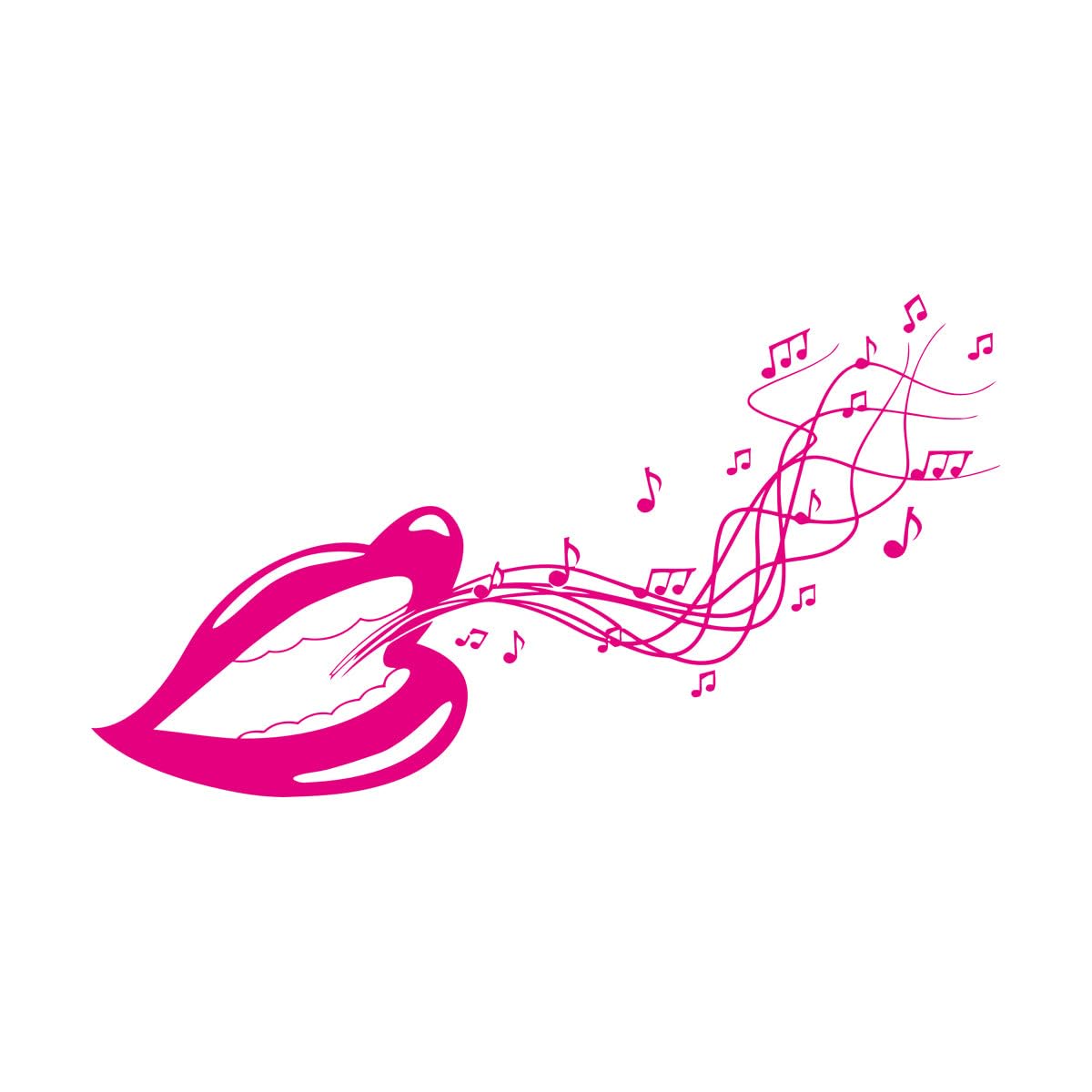 Mural and Wall Vinyl Decal Song Music Singer Melody Voice Notes Lips Mouth 32x58.9cm Equipped with Transfer Film kit Small Rosered
