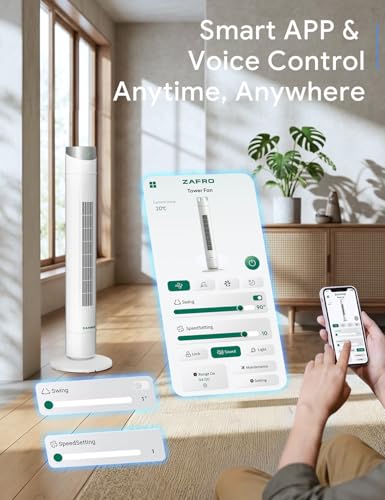 Image of ZAFRO Smart Tower Fan for Bedroom,Upgraded DC Motor Fans that Blow Cold Air
