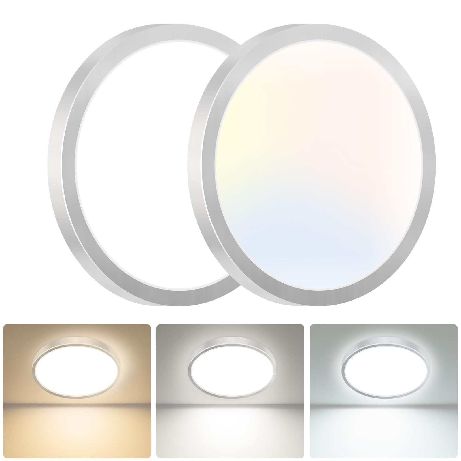 hepside Bathroom Light,3000K/4000K/6500K 3 Color Temperature, Waterproof IP54,Round,Flat,Small,LED Flush Ceiling Light for Bathroom, Kitchen,Bedroom,Hallway,Porch and More — view 19