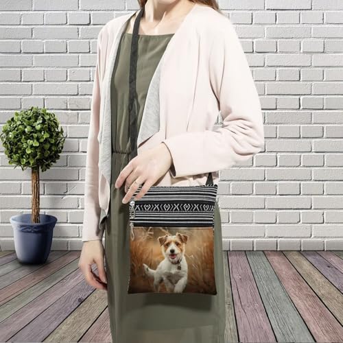 Parson Jack Russell Terrier Messenger Bag Small Ethnic Pattern Printed Adjustable Strap Crossbody Zipper Bag Parson Jack Russell Terrier Phone Bag Wallet Cute Shoulder Handbag for Women - 23