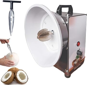 Coconut Scraper Grater Machine, Electric Coconut Meat Removal Tool, Vertical Coconut Processing Grinder Shredder, w/3 Speeds, for Flakes with Blade Dust Cover Handles & Feet Stainless steel