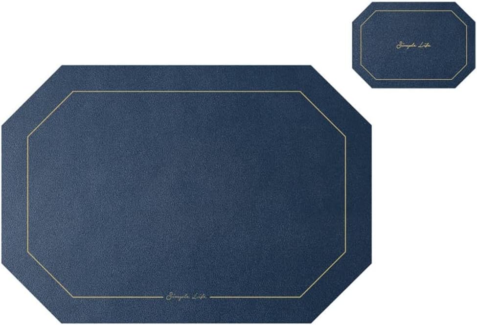 4 Pcs Octagon Leather Placemat Tableware Pad with Coaster Kitchen Tablemat Washable Bowl Cup Pads (Color : A, Size : 4330cm)