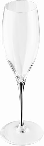 Miniatura 7 de Barski Copas de flauta de tostado, champán, flautas, juego de 6 vasos de cristal, flautas de brindis de boda, tallo de platino, 11 onzas, fabricado