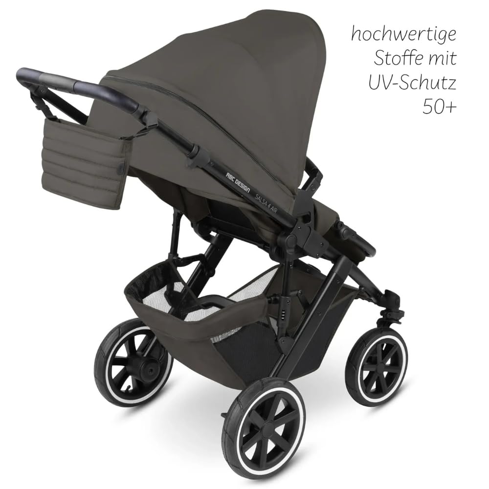 ABC Design 2 in 1 Kinderwagen Salsa 4 Air – Kombikinderwagen für Neugeborene & Babys – Inkl. Sportsitz Buggy & Babywanne – Radfederung & Luftreifen – Farbe: Cloud