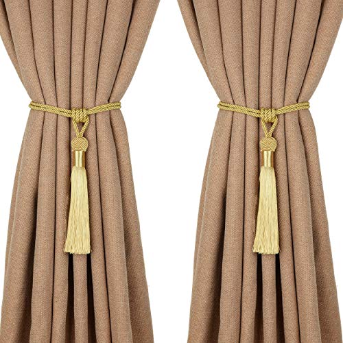 image for UNI AISENG 2 PCS Curtain Tiebacks, Hand-Woven Curtain Tie-Backs Tassel