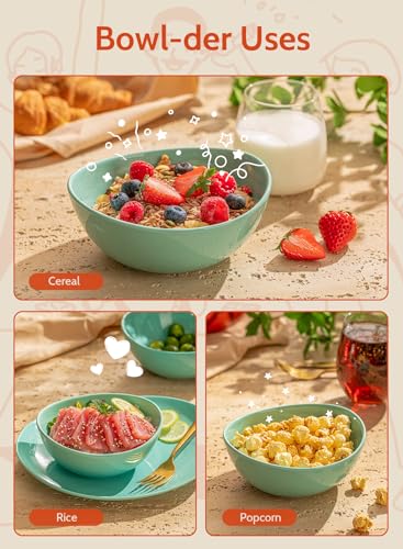 image for Sweese 6 Inch Porcelain 18 oz Bowls Set of 6, for Soup | Cereal | Frui
