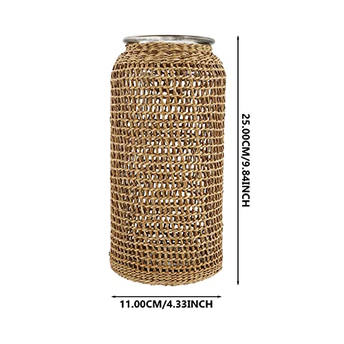Cabilock Wicker Flower Vase Glass Flower Vase With Rattan Cover Flower Baskets Shabby Chic Wicker Vase Garden Plant Baskets Decorative Farmhouse Vases For Home Garden Office Rattan Woven Vase #TOP1