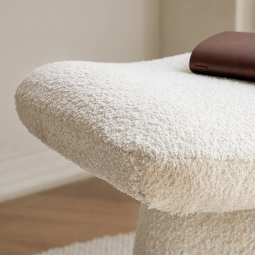 Halbmond-Make-up-Hocker aus Massivholz, kreativer einfacher Stuhl für Schlafzimmer, Pelzakzent-Sitz, modernes Design, perfekt für Make-up und Ankleidebereiche