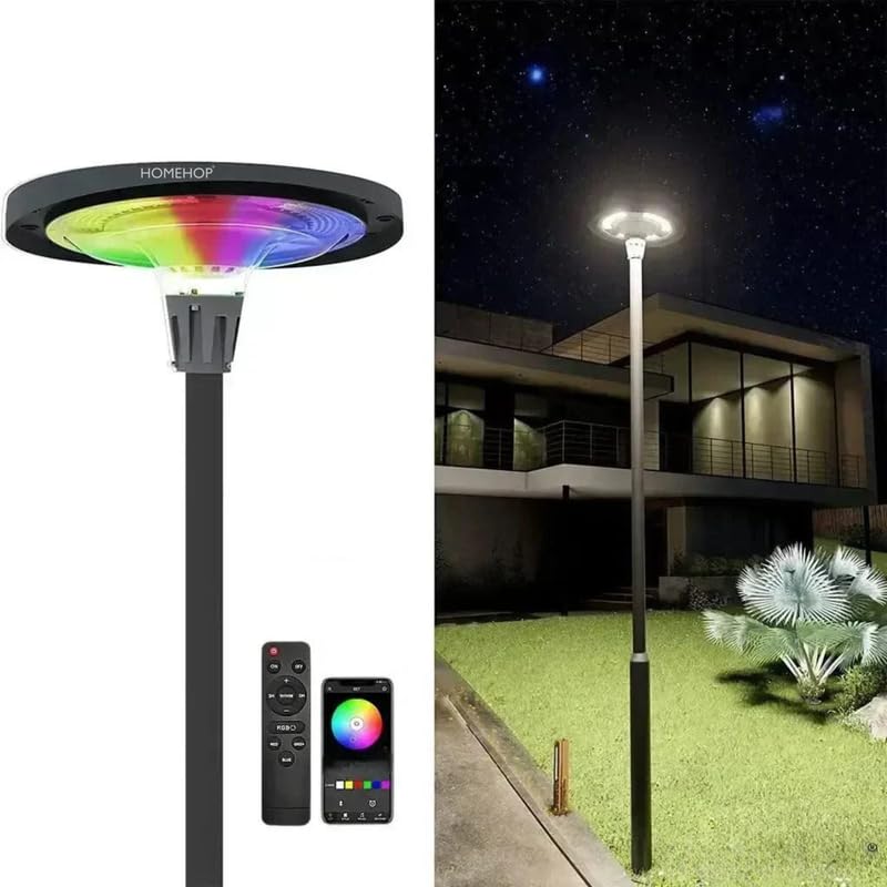 Solar Light Outdoor 800Watt UFO Waterproof Street Post 408 LED Lamp for Home, Garden, Pathway, Stadium, Automatic with Remote Control (32 AH -RGB-Aluminium)-image-39