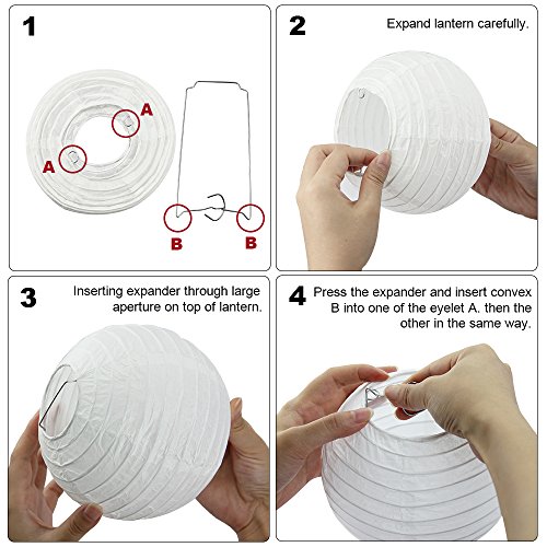 Kbnian Lanterne di Carta Rotonde 15Pcs, Lanterna