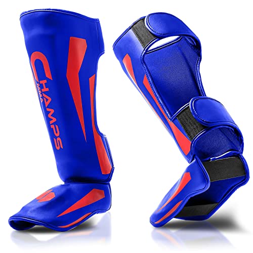 Champs MMA Parastinchi per arti marziali, imbottiti, regolabili, per muay thai, con protezione per il collo del piede, per kickboxing/MMA e sparring, attrezzatura professionale durevole per MMA (L,