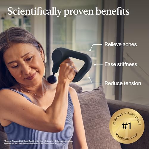 TheraGun Therabody Relief - Quiet Deep Tissue Therapy Massage Gun - Bluetooth Enabled, Electric Percussion Massage Gun & Personal Massager for Pain in The Neck, Back, Leg, Shoulder and Foot (Black)
