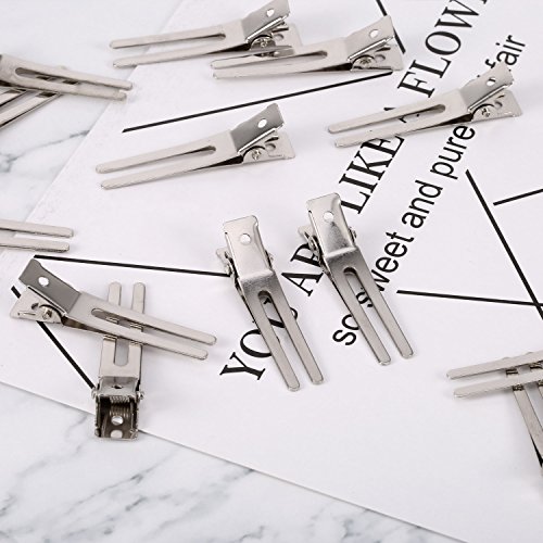 Pangda 1.8 Inches Hairdressing Double Prong Pin Curl Setting Section Hair Clips Metal Alligator Clips Silver Hairpins For Hair Extensions (50 Packs) #TOP3
