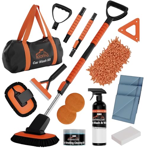 RoofPax Premium Car Wash Detailing Kit with 48.8" Extendable Tele...