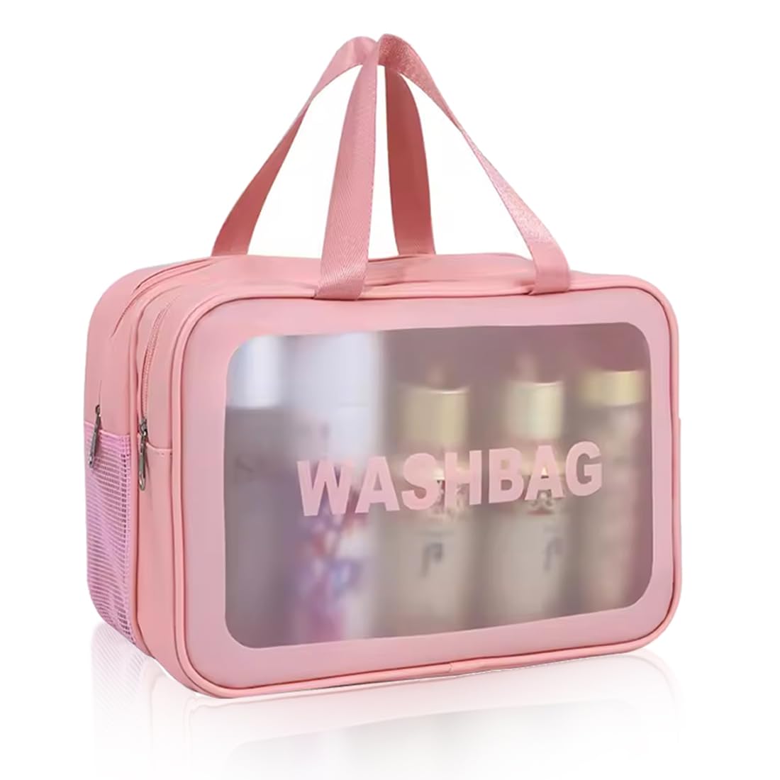NHPY NHPY 1 Piezas Neceser Viaje Mujer, Bolsa De Aseo Mujer, Separación Seco Y Mojado, Bolsas De Aseo Mujer, Cosméticos De Maquillaje Portátil para Baño, Piscina, Viaje (Rosa,M)
