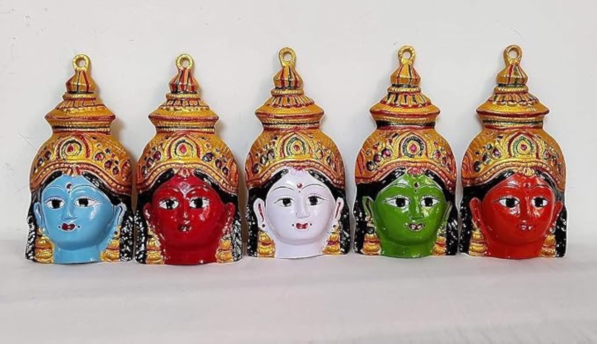 Nava Durga Faces Metal Wall Decor, 8 Inches, 9 Colours
