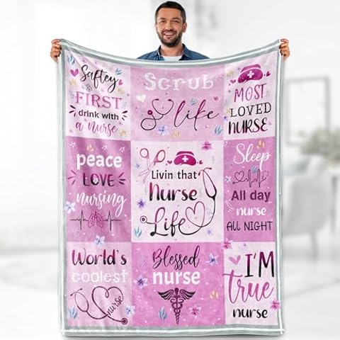 Aimego Nurse Gifts Blanket for Women - Nursing Student Nurses Week Day Practitioner Appreciation Throw Gifts for Nurse Graduate Future Nurses Travel Office Christmas Lightweight Blanket 50"x60" Cover