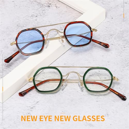 Lunettes de soleil rétro polygone à verres dégradés océan et double pont - 2