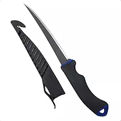 MARINE SPORTS, FACA FILETEIRA MARINE SPORTS MFK75T 7.5" (19CM) ACO INOXIDAVEL C/BAINHA E AFIADOR