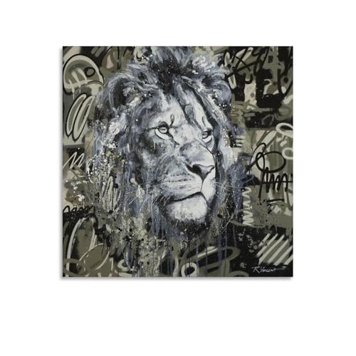 バンクシー 絵画 インテリア アートライオン アート ポスター バンクシー ストリート アート グラフィティ キャンバス 芸術 ポスター オフィス ベッドルーム ダイニングルーム装飾 キャンバス 印刷 アートパネル20x20inch(50x50cm)