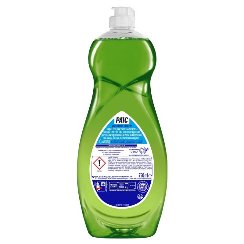 Paic – Standard Geschirrspülmittel Zitrone, 750 ml, 4 Stück
