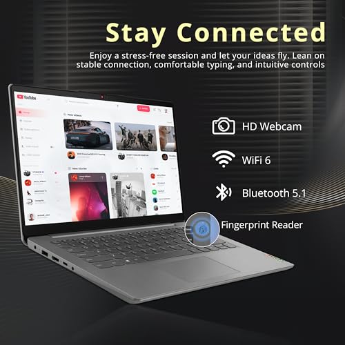 Image of Lenovo IdeaPad 14 inch FHD Business Laptop, Intel Core i5-1155G7, 16GB RAM, 512GB PCIe SSD, Intel Iris Xe Graphics, Fingerprint Reader, WiFi 6, HD Webcam, Win 11 Pro, Grey, 32GB Hotface USB Card