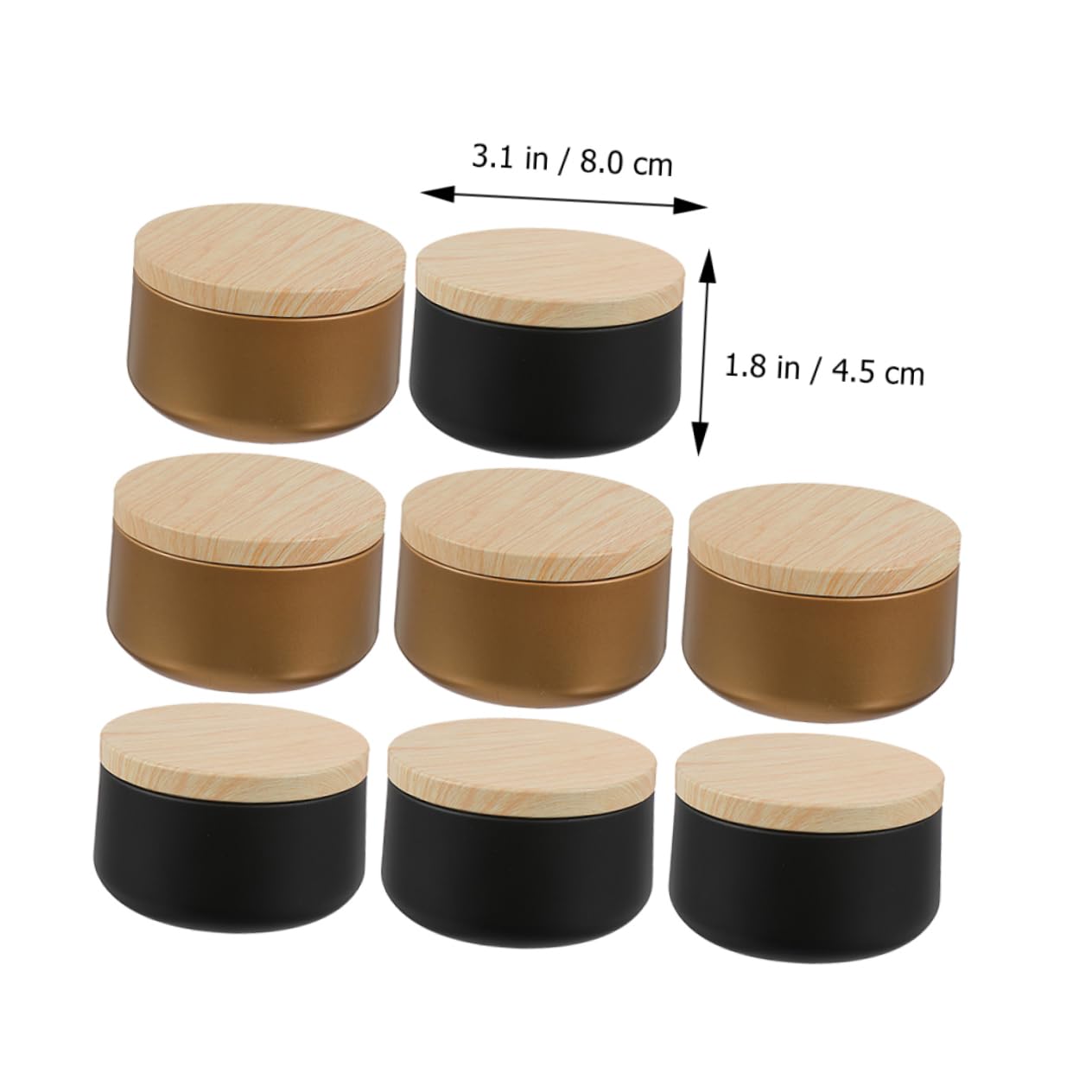 DOITOOL 8Pcs Boxes Tinplate Candle Cans Boxes for DIY Scented Candles for Parties Holidays Each with Wooden Lids