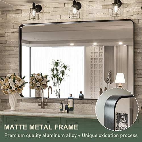 Tokeshimi 48 X 36 Inch Black Bathroom Vanity Mirror With Non-Rusting Aluminum Alloy Brushed Matte Metal Frame For Modern,Minimalist,Farmhouse Home Decor (Horizontal/Vertical) #TOP3