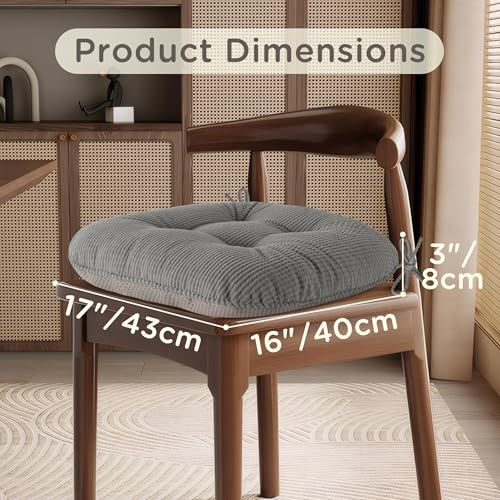 MineCozy Indoor Chair Cushions for Dining Room Set of 2 Non Slip Kitchen Chair Cushions with Ties Tufted Seat Pads 42x40x8cm/17 x16 x3 Light Grey - Cosy Home Interiors MineCozy Indoor Chair Cushions for Dining Room Set of 2 Non Slip Kitchen Chair Cushions with Ties Tufted Seat Pads 42x40x8cm/17 x16 x3 Light Grey - Image 2