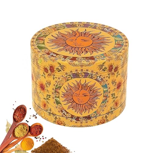 KHDULQ Grinder Molinillos de Especias Grinder Metálico Mini Molinillo Aleación de Ainc Polinizador Grinder Metálico Limpieza 50mm,Grinder Polen Para Hierbas y Especias(Sol)