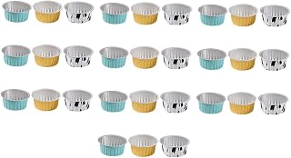 30Pcs Mini Tin Foil Cupcake Baking Cups Disposable Pudding Containers Lightweight Portable Small Muffin Liners for Air Fryer and Home Baking