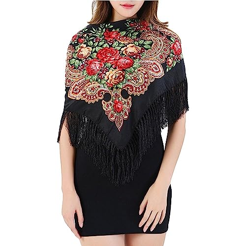 Leadigol Russian Style Muffler Warm Scarf with Tassel,Women's Traditional Scarf Wrap Tassel Shawl Tassel Scarf Long Women Wraps Big Size Printing Shawl Rectangular Fashion Scarves2