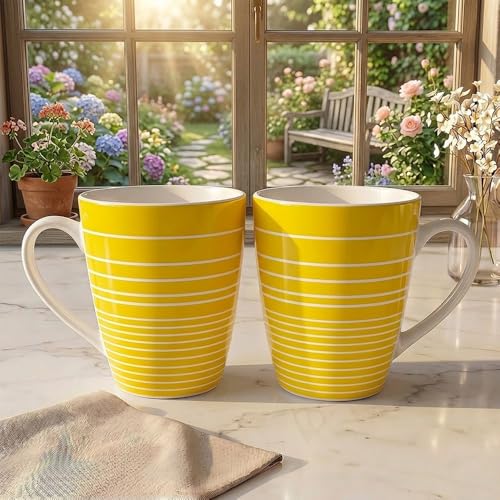 Image of U.P.C. U.P.C.Milk Mug Set of 2 | Ceramic & Bone China Coffee Milk Cups | Designer Printed Tea Coffee Mug Set | Large Capacity Milk Mugs | Microwave Safe Cup Set | Kitchen Drinkware