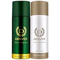 DENVER Hamilton Deo (165ML) + Imperial Deo (165ML) – Combo of 2 | Long lasting Deodorant Body Spray for Men