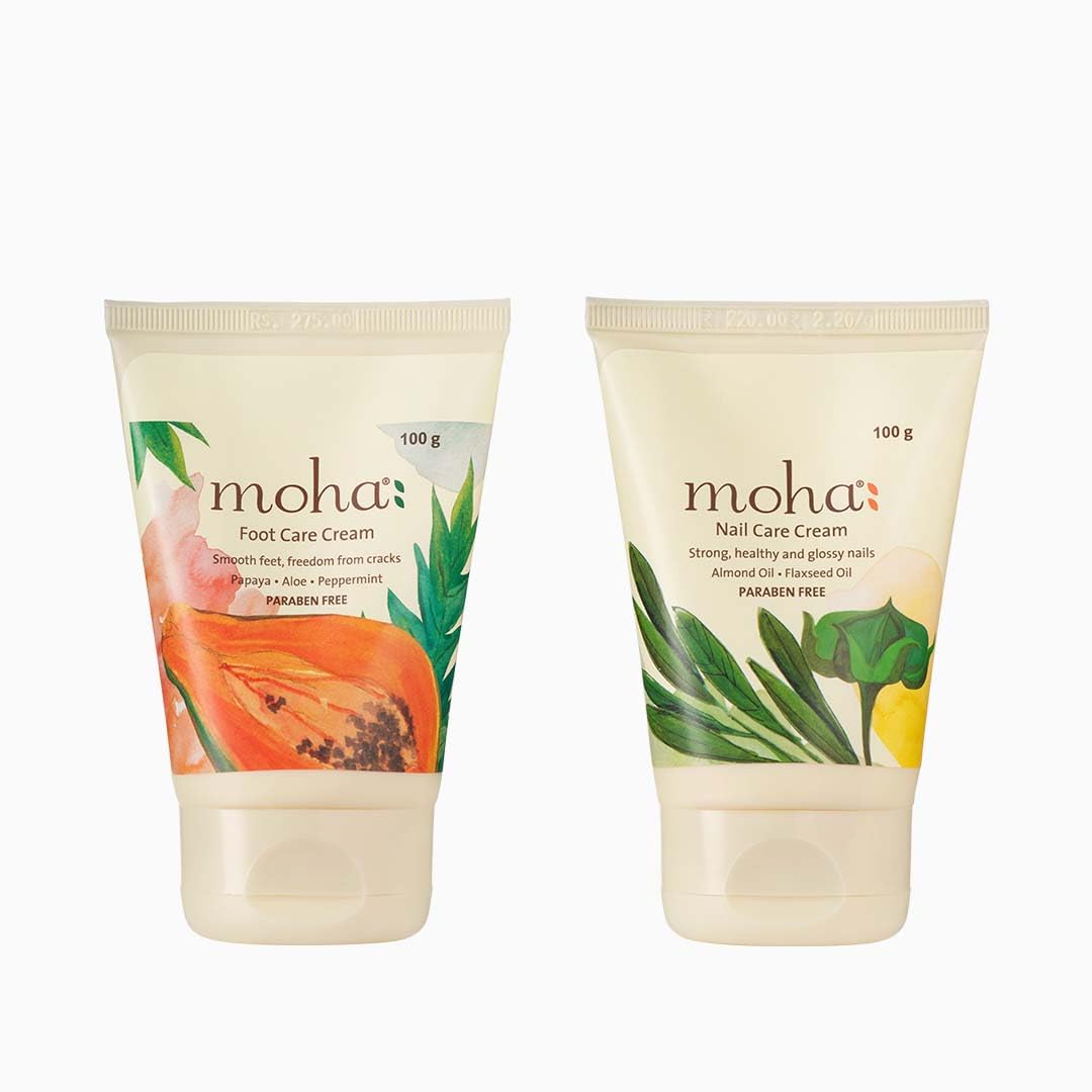 moha: Foot Cream For Rough, Dry and Cracked Heel, Feet Cream For Heel Repair With Benefits Of Aloe Vera, Papaya & Peppermint (Nail + Foot Care 100ml Each)-picture-26