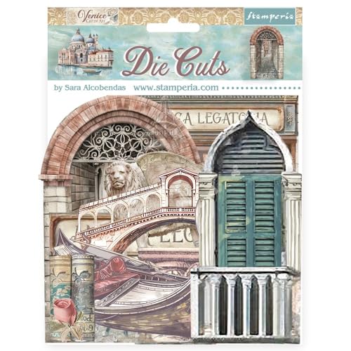 Stamperia - Die Cuts for Scrapbooking, Albums, Card Making, Bullet Journalling and More, Laser Cut Cardboard Shapes, Easy to Glue, Perfect for Crafts and Gifting (Venice, City of Art) (Assorted)