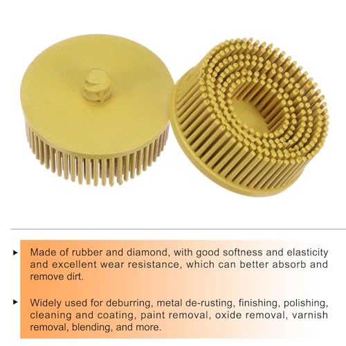 Image of HARFINGTON 5pcs Bristle Disc 2 inch 80 Grit Abrasive Brush Deburring Electric Disc Brush with Quick Change Lock Abrasive Coating Removal Disc for Metal, Yellow