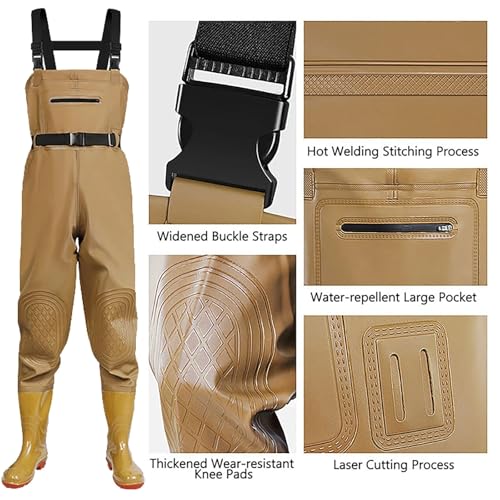 Cuissardes de poitrine avec bottes homme en PVC imperméable pour pêche et chasse - 5