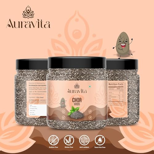 Image of Auravita 4 Combo (Chia, Pumpkin, Sunflower & Flax Seed) 250gms each (1KG total) Jar Pack | Mix Seeds for Eating Superfood Perfect for Gifting