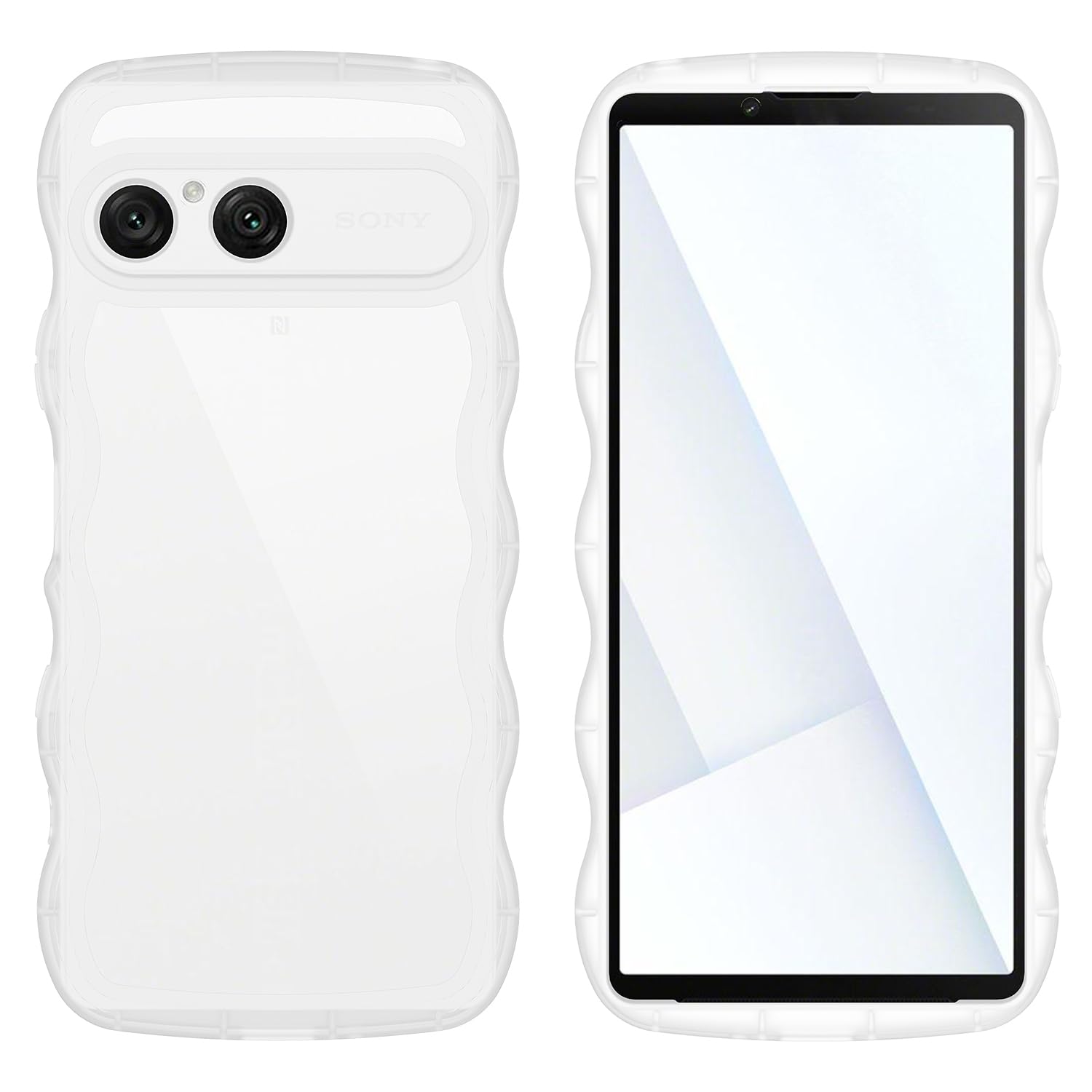 【Newnugds】Xperia 10 VII ケース 韓国 おしゃれ シンプル 波状エッジ エクスペリア10 VII ソフト TPU うねうね 純透明 創意 超軽量 薄型 スマホケース 黄ばみなし 指紋防止 擦り傷防止 全面保護 エクスペリア10 VII ケース 衝撃吸収 ワイヤレス充電対応 ストラップホール付き-クリア