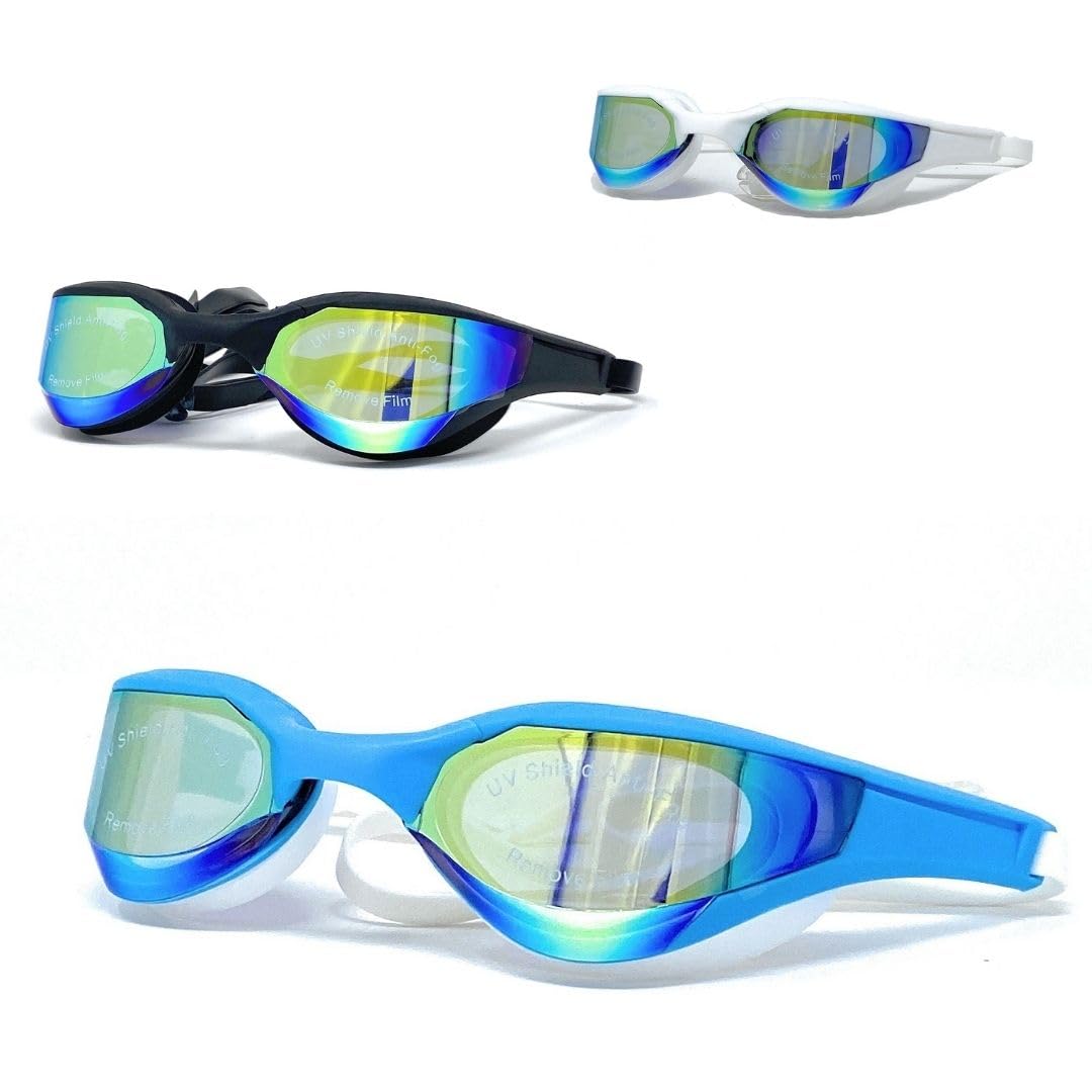 Occhialini Nuoto Professionale Modello VIPER - Anti-Appannamento e Anti-Perdita - SCONTI QUANTITÀ - Piscina e Mare per Adulti e Bambini, 6 ponti nasali, cinturino doppio.