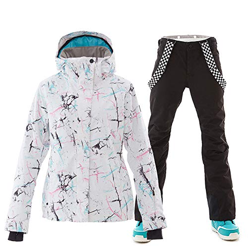 Women's Ski Snowboard Jackets Pants Set Windproof Waterproof Snow Jacket Ski Suits Rain Jacket (S, style13)