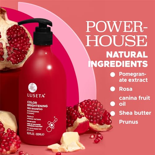 Image of Luseta Red Hair Color Brightening Shampoo 16.9oz | Red Hair Shampoo, Enhancing Red Hair for Color Treated, Color Depositing Shampoo for Copper Hair, Sulfate, Paraben Free