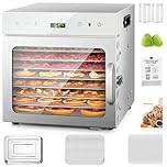KWASYO Stainless Steel Dehydrator, 8 Trays Food Dehydrator Machine with Recipe Book, 30~90℃ Temperature Setting, 24H Timer, Dehydrator Food Dryer for Fruits,Meats,Vegetables,Jerky