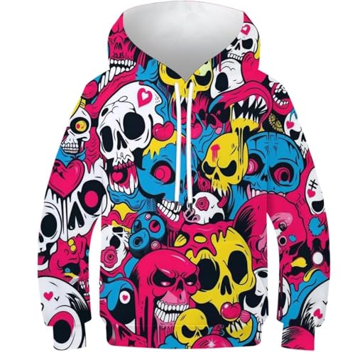 Sweat à capuche imprimé 3D enfant crânes vêtement fille garçon