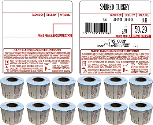 VisionTechShop LST-8040 Printing Scale Label, All RED Letters, 58 x 60 mm, UPC/Safe Handling 36 Rolls Per Case, Lower Price Than 12 Rolls