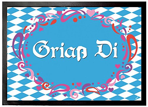 Bayern Fußmatte 'Griaß Di' | 60x40 Cm, Rutschfest | Weiß-Blau Design Für Den Innenbereich