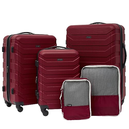 Image of Wrangler 5 Piece Luggage & Travel Accessories Set, Red
